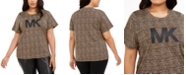 Michael Kors Plus Size Animal-Print Logo T-Shirt